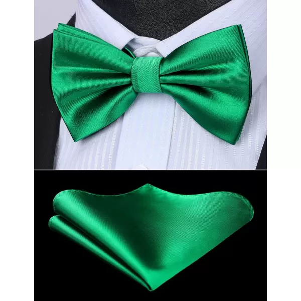 HISDERN Bow Ties for Men Solid Color Pre-Tie Bow Tie and Pocket Square Set Classic Formal Tuxedo Bowties for Wedding Party