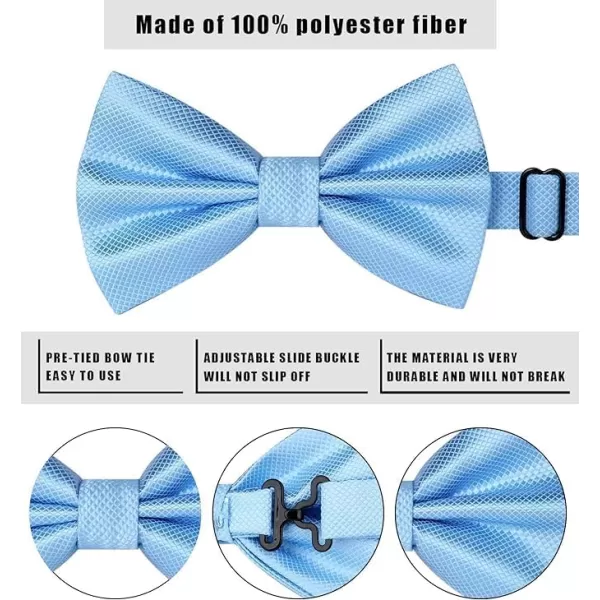 HISDERN Bow Ties for Men Solid Color Pre-Tie Bow Tie and Pocket Square Set Classic Formal Tuxedo Bowties for Wedding Party