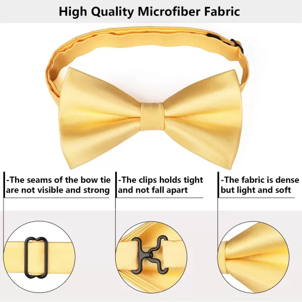 HISDERN Bow Ties for Men Solid Color Pre-Tie Bow Tie and Pocket Square Set Classic Formal Tuxedo Bowties for Wedding Party
