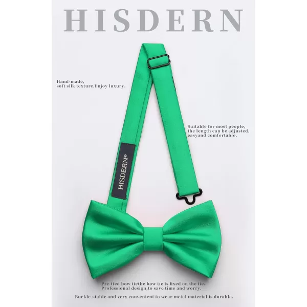 HISDERN Bow Ties for Men Solid Color Pre-Tie Bow Tie and Pocket Square Set Classic Formal Tuxedo Bowties for Wedding Party