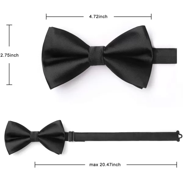 HISDERN Bow Ties for Men Solid Color Pre-Tie Bow Tie and Pocket Square Set Classic Formal Tuxedo Bowties for Wedding Party