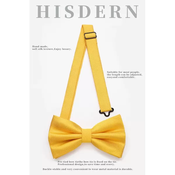 HISDERN Bow Ties for Men Solid Color Pre-Tie Bow Tie and Pocket Square Set Classic Formal Tuxedo Bowties for Wedding Party