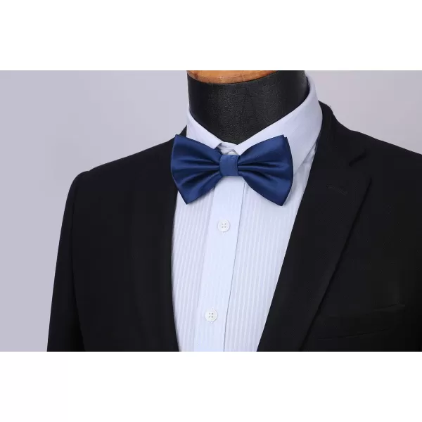 HISDERN Bow Ties for Men Solid Color Pre-Tie Bow Tie and Pocket Square Set Classic Formal Tuxedo Bowties for Wedding Party