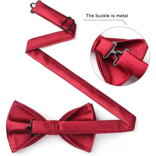 HISDERN Bow Ties for Men Solid Color Pre-Tie Bow Tie and Pocket Square Set Classic Formal Tuxedo Bowties for Wedding Party