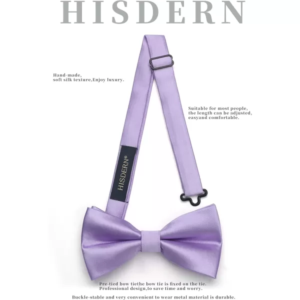 HISDERN Bow Ties for Men Solid Color Pre-Tie Bow Tie and Pocket Square Set Classic Formal Tuxedo Bowties for Wedding Party