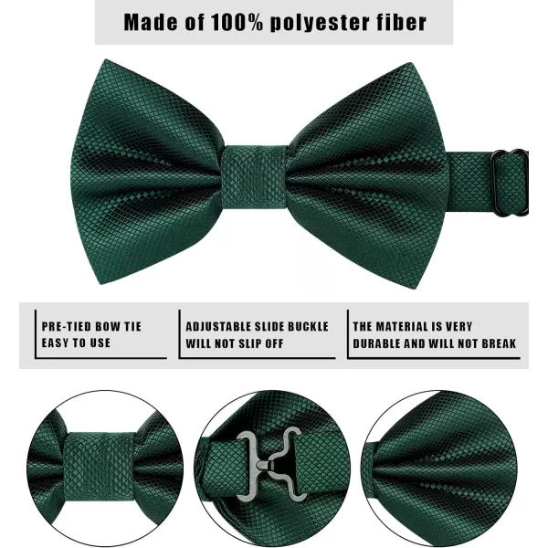 HISDERN Bow Ties for Men Solid Color Pre-Tie Bow Tie and Pocket Square Set Classic Formal Tuxedo Bowties for Wedding Party