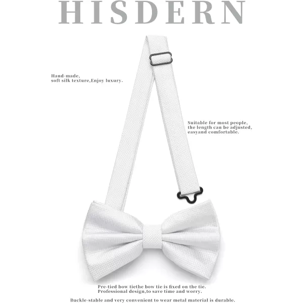 HISDERN Bow Ties for Men Solid Color Pre-Tie Bow Tie and Pocket Square Set Classic Formal Tuxedo Bowties for Wedding Party