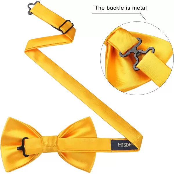 HISDERN Bow Ties for Men Solid Color Pre-Tie Bow Tie and Pocket Square Set Classic Formal Tuxedo Bowties for Wedding Party