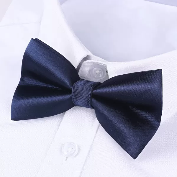 HISDERN Bow Ties for Men Solid Color Pre-Tie Bow Tie and Pocket Square Set Classic Formal Tuxedo Bowties for Wedding Party
