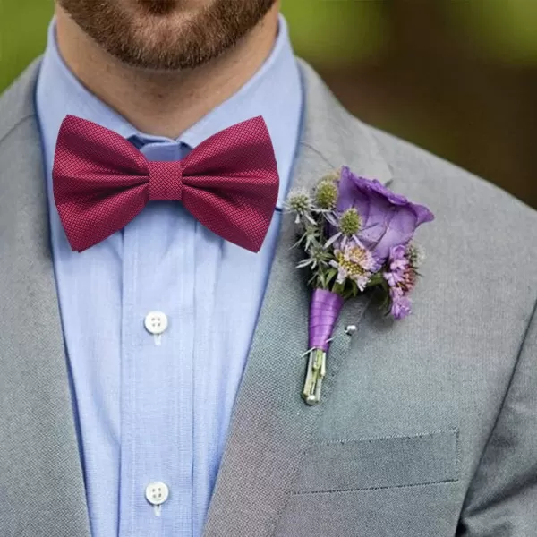 HISDERN Bow Ties for Men Solid Color Pre-Tie Bow Tie and Pocket Square Set Classic Formal Tuxedo Bowties for Wedding Party