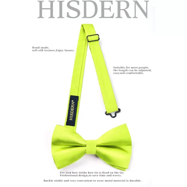 HISDERN Bow Ties for Men Solid Color Pre-Tie Bow Tie and Pocket Square Set Classic Formal Tuxedo Bowties for Wedding Party