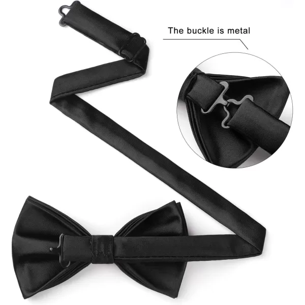 HISDERN Bow Ties for Men Solid Color Pre-Tie Bow Tie and Pocket Square Set Classic Formal Tuxedo Bowties for Wedding Party