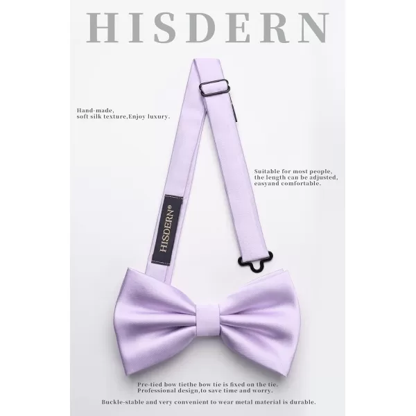 HISDERN Bow Ties for Men Solid Color Pre-Tie Bow Tie and Pocket Square Set Classic Formal Tuxedo Bowties for Wedding Party