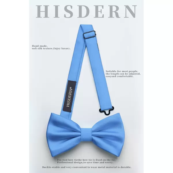 HISDERN Bow Ties for Men Solid Color Pre-Tie Bow Tie and Pocket Square Set Classic Formal Tuxedo Bowties for Wedding Party
