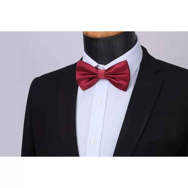 HISDERN Bow Ties for Men Solid Color Pre-Tie Bow Tie and Pocket Square Set Classic Formal Tuxedo Bowties for Wedding Party