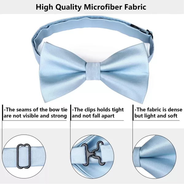 HISDERN Bow Ties for Men Solid Color Pre-Tie Bow Tie and Pocket Square Set Classic Formal Tuxedo Bowties for Wedding Party
