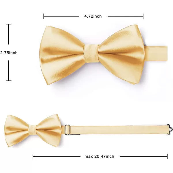 HISDERN Bow Ties for Men Solid Color Pre-Tie Bow Tie and Pocket Square Set Classic Formal Tuxedo Bowties for Wedding Party