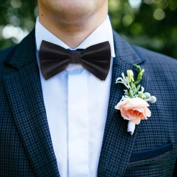 HISDERN Bow Ties for Men Solid Color Pre-Tie Bow Tie and Pocket Square Set Classic Formal Tuxedo Bowties for Wedding Party