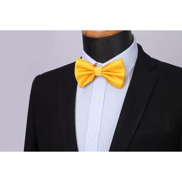 HISDERN Bow Ties for Men Solid Color Pre-Tie Bow Tie and Pocket Square Set Classic Formal Tuxedo Bowties for Wedding Party