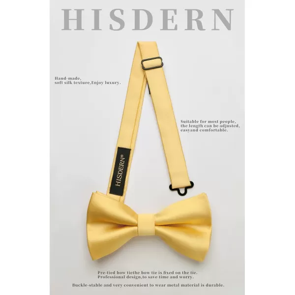 HISDERN Bow Ties for Men Solid Color Pre-Tie Bow Tie and Pocket Square Set Classic Formal Tuxedo Bowties for Wedding Party