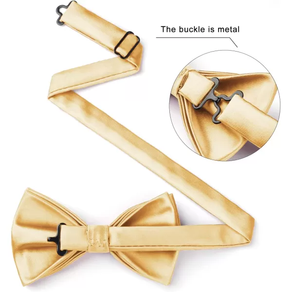 HISDERN Bow Ties for Men Solid Color Pre-Tie Bow Tie and Pocket Square Set Classic Formal Tuxedo Bowties for Wedding Party