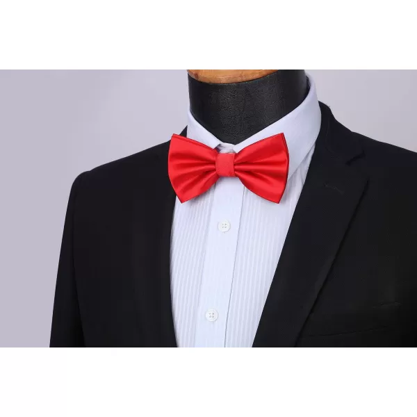 HISDERN Bow Ties for Men Solid Color Pre-Tie Bow Tie and Pocket Square Set Classic Formal Tuxedo Bowties for Wedding Party