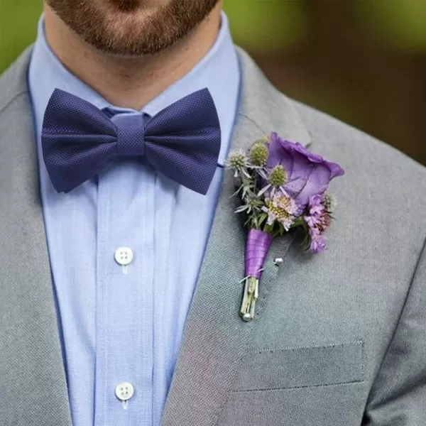 HISDERN Bow Ties for Men Solid Color Pre-Tie Bow Tie and Pocket Square Set Classic Formal Tuxedo Bowties for Wedding Party