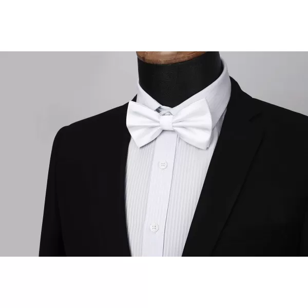 HISDERN Bow Ties for Men Solid Color Pre-Tie Bow Tie and Pocket Square Set Classic Formal Tuxedo Bowties for Wedding Party