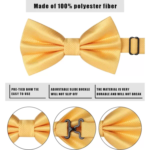 HISDERN Bow Ties for Men Solid Color Pre-Tie Bow Tie and Pocket Square Set Classic Formal Tuxedo Bowties for Wedding Party