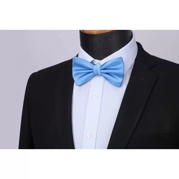 HISDERN Bow Ties for Men Solid Color Pre-Tie Bow Tie and Pocket Square Set Classic Formal Tuxedo Bowties for Wedding Party