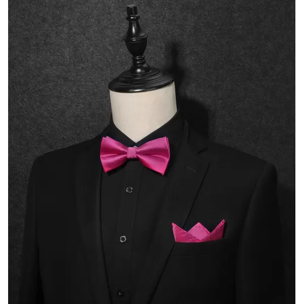 HISDERN Bow Ties for Men Solid Color Pre-Tie Bow Tie and Pocket Square Set Classic Formal Tuxedo Bowties for Wedding Party