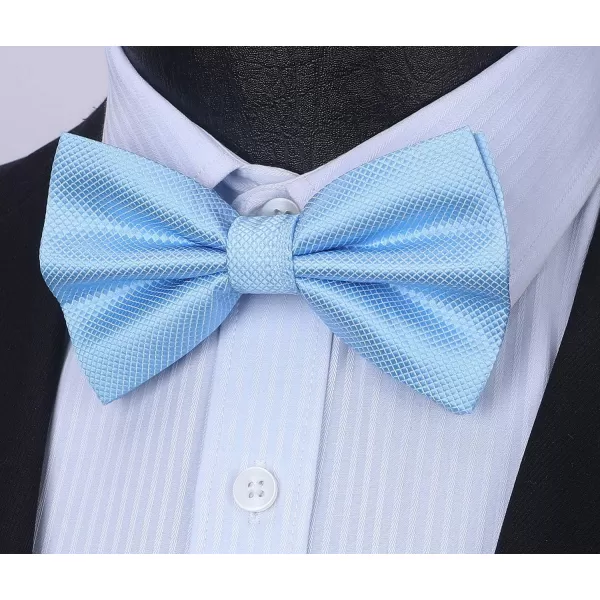 HISDERN Bow Ties for Men Solid Color Pre-Tie Bow Tie and Pocket Square Set Classic Formal Tuxedo Bowties for Wedding Party