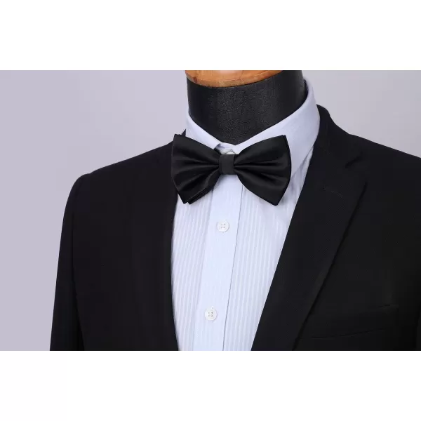 HISDERN Bow Ties for Men Solid Color Pre-Tie Bow Tie and Pocket Square Set Classic Formal Tuxedo Bowties for Wedding Party