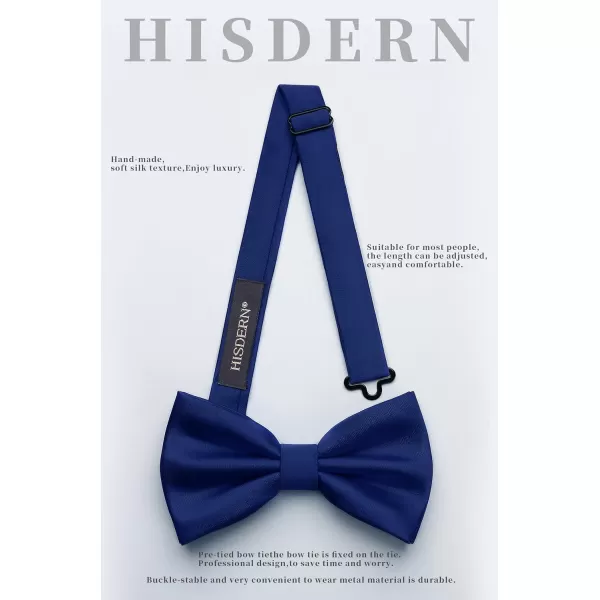 HISDERN Bow Ties for Men Solid Color Pre-Tie Bow Tie and Pocket Square Set Classic Formal Tuxedo Bowties for Wedding Party