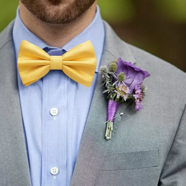 HISDERN Bow Ties for Men Solid Color Pre-Tie Bow Tie and Pocket Square Set Classic Formal Tuxedo Bowties for Wedding Party