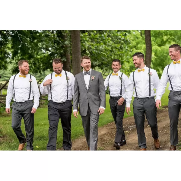 HISDERN Bow Ties for Men Solid Color Pre-Tie Bow Tie and Pocket Square Set Classic Formal Tuxedo Bowties for Wedding Party