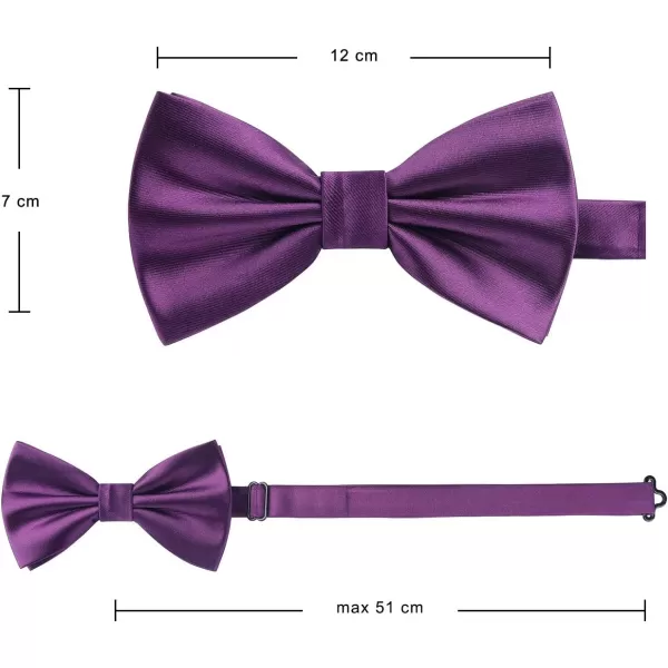 HISDERN Bow Ties for Men Solid Color Pre-Tie Bow Tie and Pocket Square Set Classic Formal Tuxedo Bowties for Wedding Party