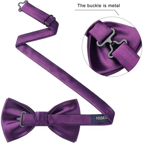 HISDERN Bow Ties for Men Solid Color Pre-Tie Bow Tie and Pocket Square Set Classic Formal Tuxedo Bowties for Wedding Party