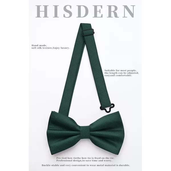 HISDERN Bow Ties for Men Solid Color Pre-Tie Bow Tie and Pocket Square Set Classic Formal Tuxedo Bowties for Wedding Party
