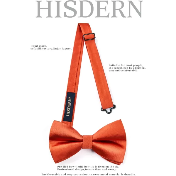 HISDERN Bow Ties for Men Solid Color Pre-Tie Bow Tie and Pocket Square Set Classic Formal Tuxedo Bowties for Wedding Party