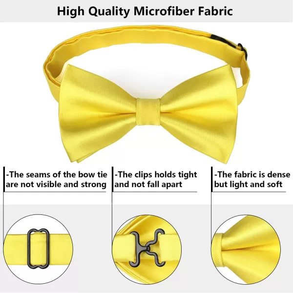 HISDERN Bow Ties for Men Solid Color Pre-Tie Bow Tie and Pocket Square Set Classic Formal Tuxedo Bowties for Wedding Party