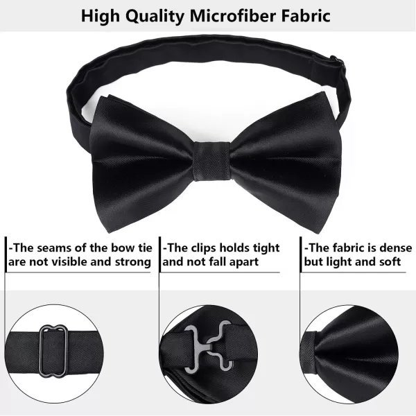 HISDERN Bow Ties for Men Solid Color Pre-Tie Bow Tie and Pocket Square Set Classic Formal Tuxedo Bowties for Wedding Party