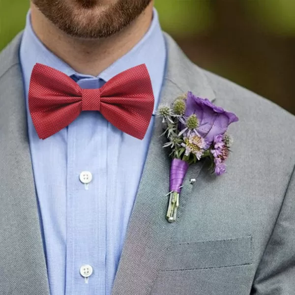 HISDERN Bow Ties for Men Solid Color Pre-Tie Bow Tie and Pocket Square Set Classic Formal Tuxedo Bowties for Wedding Party