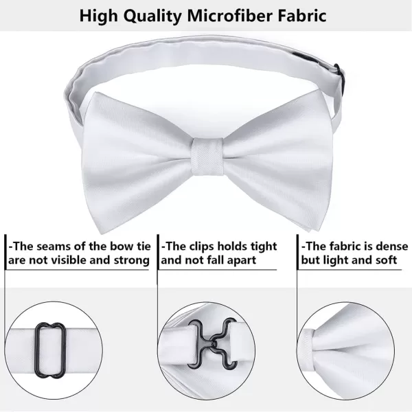 HISDERN Bow Ties for Men Solid Color Pre-Tie Bow Tie and Pocket Square Set Classic Formal Tuxedo Bowties for Wedding Party