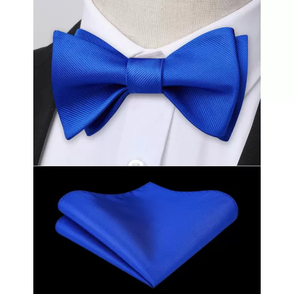 HISDERN Bow Ties for Men Solid Color Self Tie Bow Tie Pocket Square Set Classic Formal Satin Bowties for Tuxedo Wedding Party