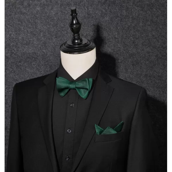 HISDERN Bow Ties for Men Solid Color Self Tie Bow Tie Pocket Square Set Classic Formal Satin Bowties for Tuxedo Wedding Party