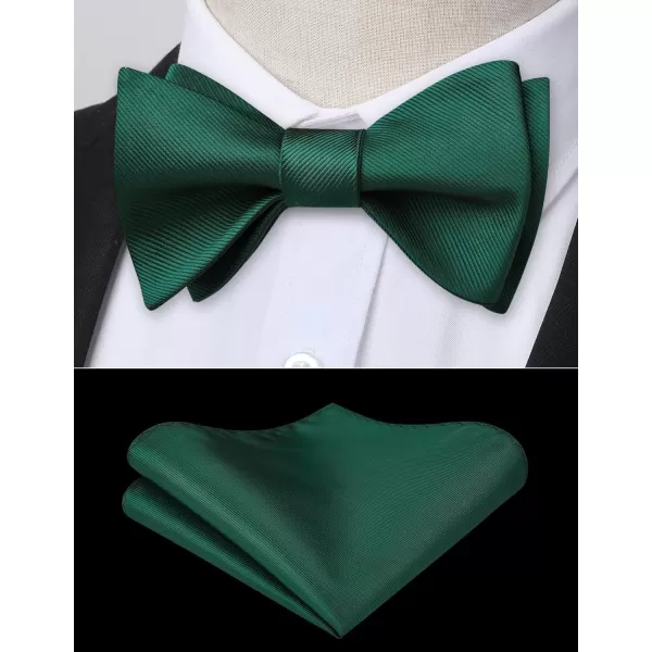 HISDERN Bow Ties for Men Solid Color Self Tie Bow Tie Pocket Square Set Classic Formal Satin Bowties for Tuxedo Wedding Party