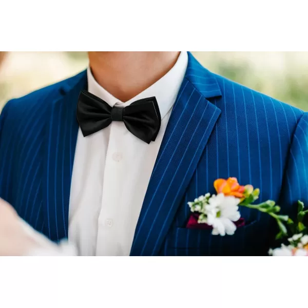 HISDERN Bow Ties for Men Solid Color Self Tie Bow Tie Pocket Square Set Classic Formal Satin Bowties for Tuxedo Wedding Party