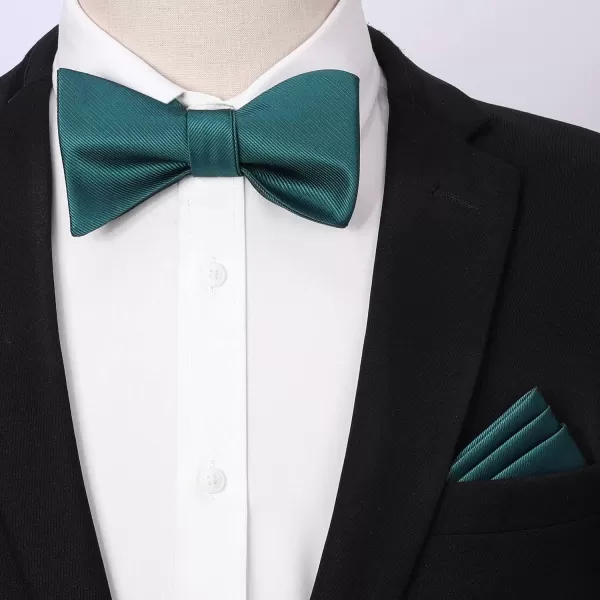 HISDERN Bow Ties for Men Solid Color Self Tie Bow Tie Pocket Square Set Classic Formal Satin Bowties for Tuxedo Wedding Party