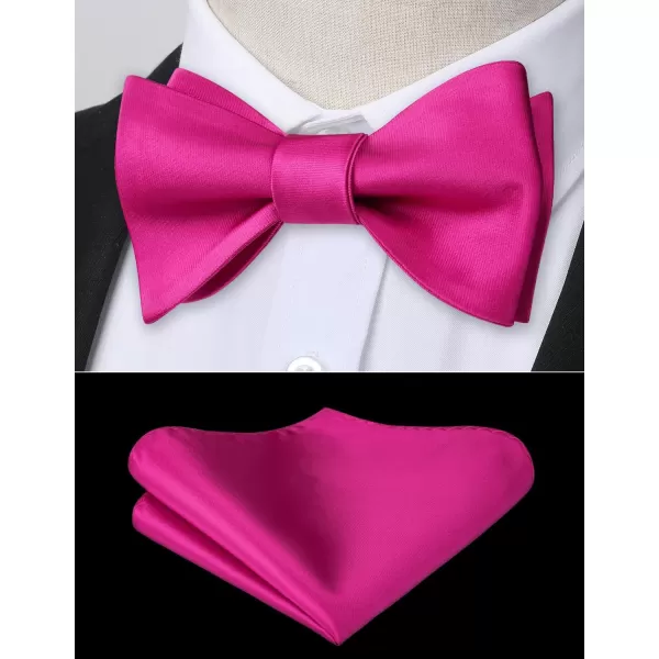HISDERN Bow Ties for Men Solid Color Self Tie Bow Tie Pocket Square Set Classic Formal Satin Bowties for Tuxedo Wedding Party